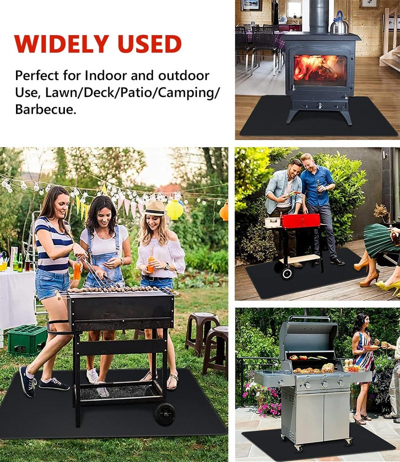 Protebox 48 x 30 inch Under Grill Mats for Outdoor Grill, Double-Sided Fireproof Deck and Patio Protector Mat, BBQ Mat for Under BBQ, Waterproof Oil-Proof Grill Floor Pads Fire Pit Mat Fireplace Mat - Image 5